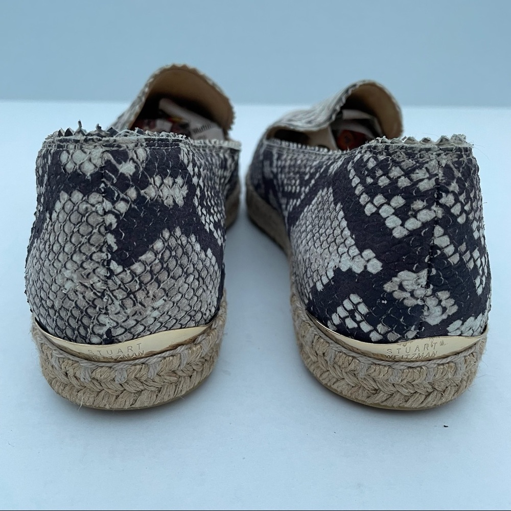 Stuart Weitzman Catalan Snake Print Leather Slip on Espadrille Natural Color - Picture 5 of 9